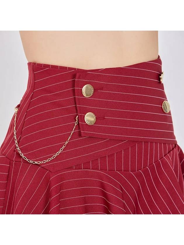 Women s Golf Wear Double Button Stripe Culotte Pants Wine - J JANE - BALAAN 5