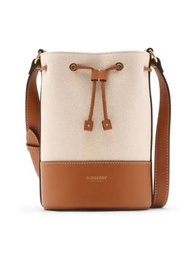 Drawstring Mini Canvas Bucket Bag Natural - BURBERRY - BALAAN 1