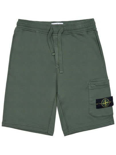 Cotton Fleece Cargo Bermuda Shorts Musk Green - STONE ISLAND - BALAAN 2