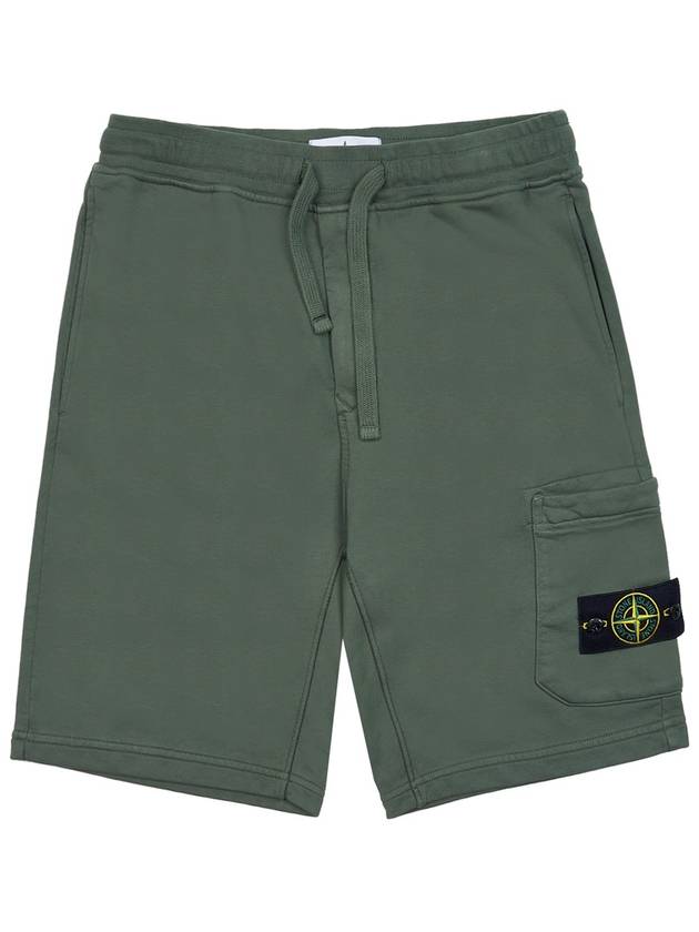 Cotton Fleece Cargo Bermuda Shorts Musk Green - STONE ISLAND - BALAAN 10