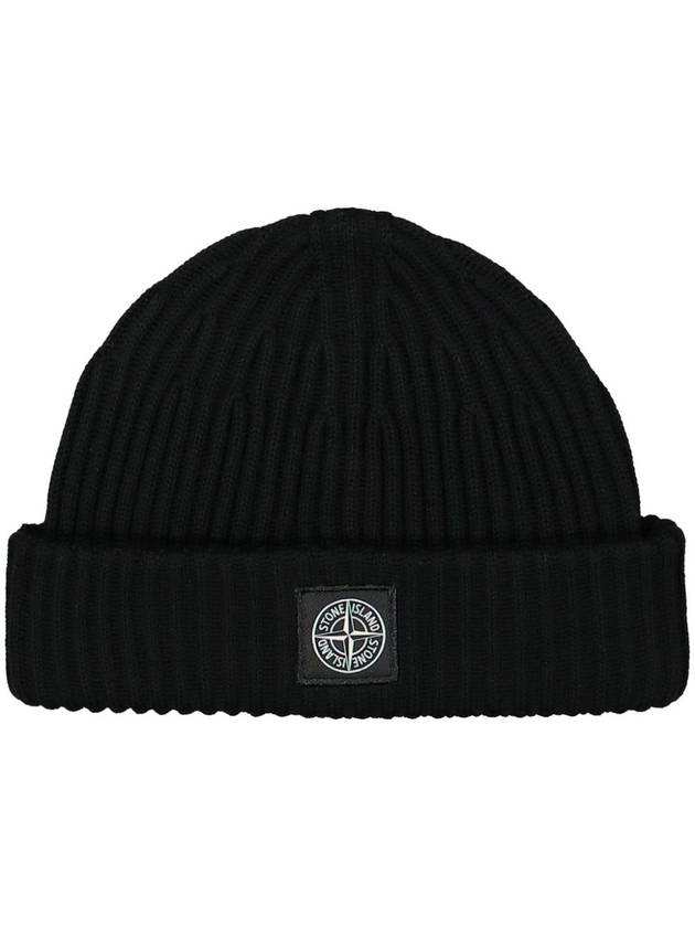 N22C3 Full Rib RWS Wool Beanie Black - STONE ISLAND - BALAAN 3