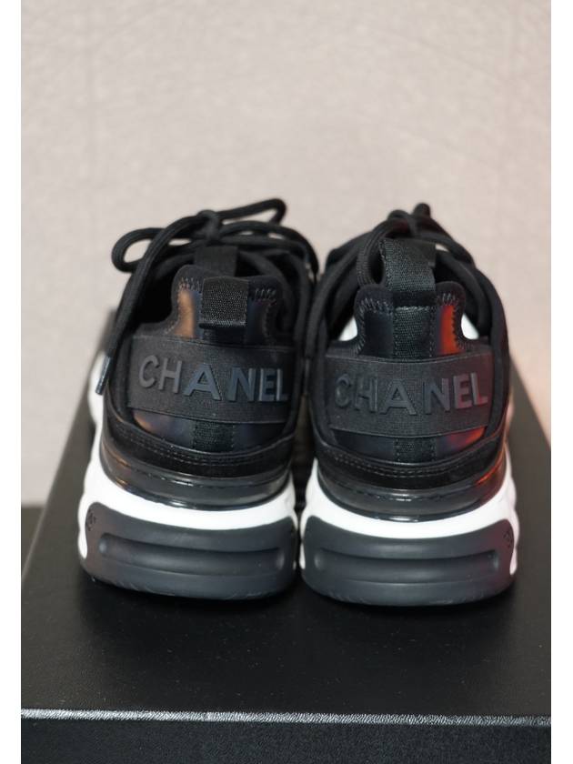 Mixed Fiber Suede Low Top Sneakers Black - CHANEL - BALAAN 4