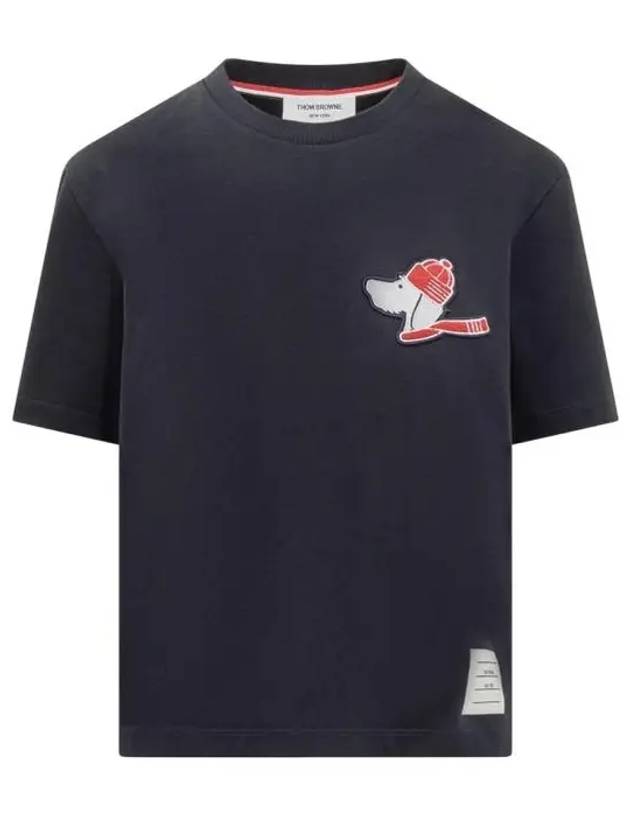 Festive Jersey Button Hector Short Sleeve T Shirt Navy - THOM BROWNE - BALAAN 2