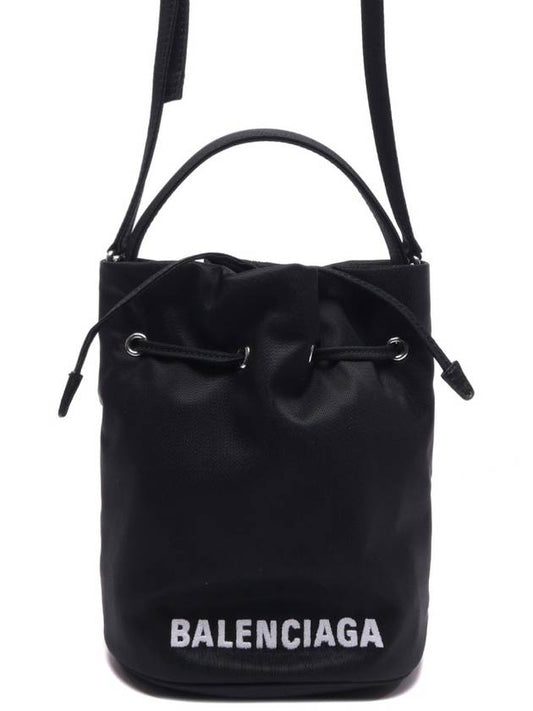 Wheel Drawstring XS Bucket Bag Black White - BALENCIAGA - BALAAN 2