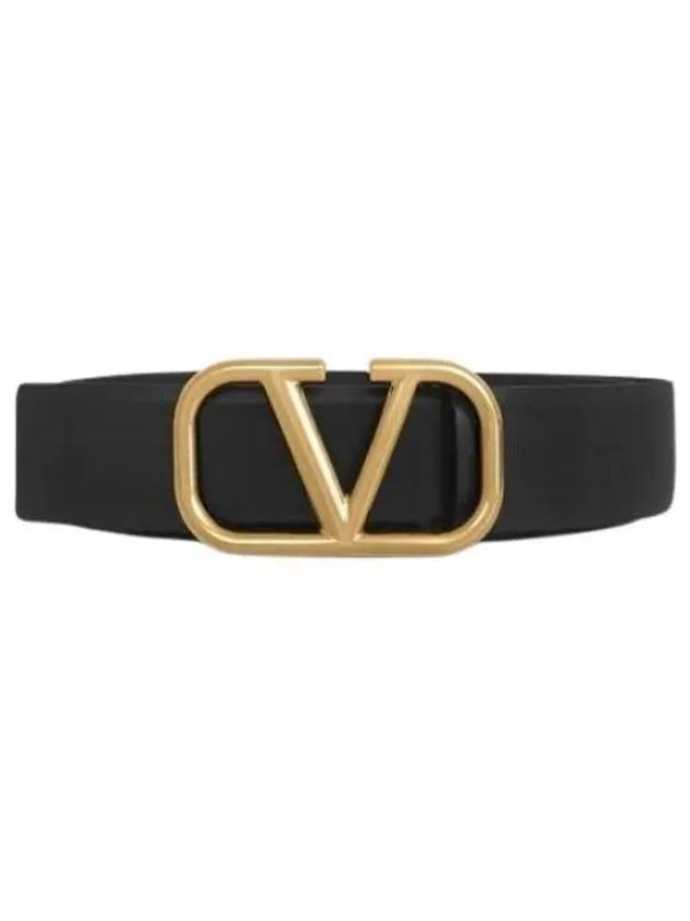 V Logo Signature Buckle Leather Belt Black - VALENTINO - BALAAN 2