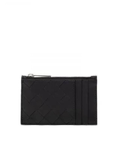 Intrecciato Zipper Leather Card Wallet Black - BOTTEGA VENETA - BALAAN 2