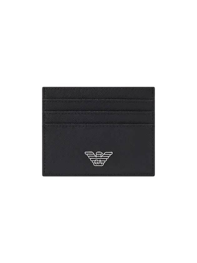 Men s Eagle Logo Saffiano Card Holder Black - EMPORIO ARMANI - BALAAN 1