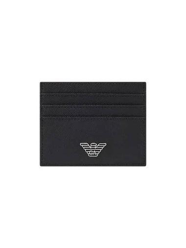 Men s Eagle Logo Saffiano Card Holder Black - EMPORIO ARMANI - BALAAN 1