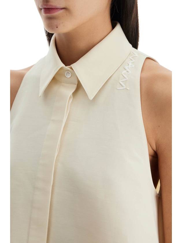 ivory cotton women's shirt with embroidered logo - MARNI - BALAAN 4