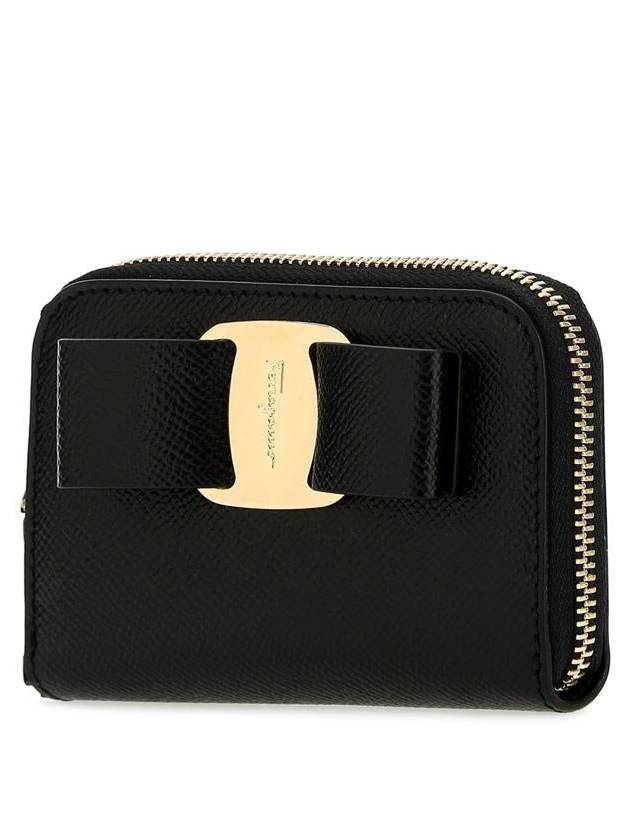 Vara Bow Zipper Card Wallet Black - SALVATORE FERRAGAMO - BALAAN 3