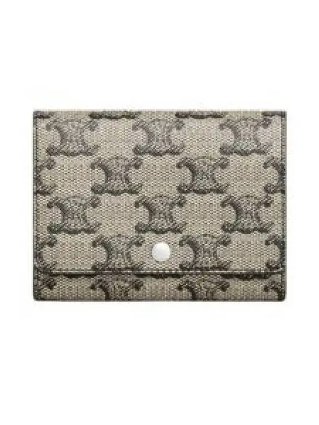 Business Card Holder Triomphe Canvas Calfskin Beige 10M242GC4 02SI - CELINE - BALAAN 2