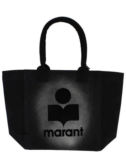 Women's Yenky Flocked Logo Tote Bag Black - ISABEL MARANT - BALAAN 2