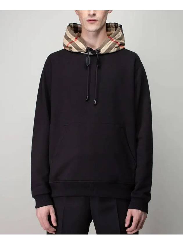 Check Hood Cotton Hoodie Black - BURBERRY - BALAAN 3