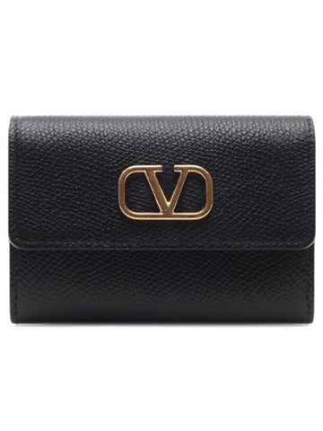 V logo signature folding card wallet - VALENTINO - BALAAN 1