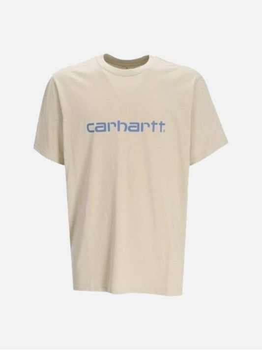 Men s Logo Short Sleeve T Shirt Beige I031047 24GXX - CARHARTT - BALAAN 1