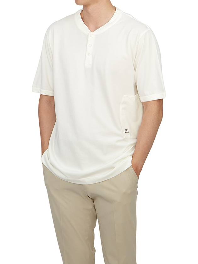 Tacting Piquet Buttoned Short Sleeve T-Shirt White - CP COMPANY - BALAAN 5