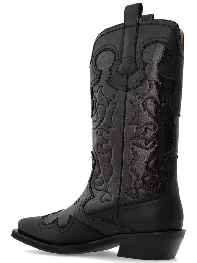 Ganni Cowboy Boots With Stitching, Women's, Black - GANNI - BALAAN 5