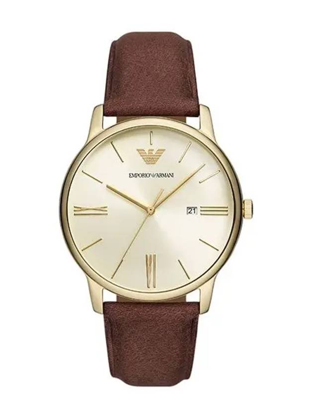 Analog Quartz Leather Watch Brown - EMPORIO ARMANI - BALAAN 1