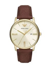 Analog Quartz Leather Watch Brown - EMPORIO ARMANI - BALAAN 5