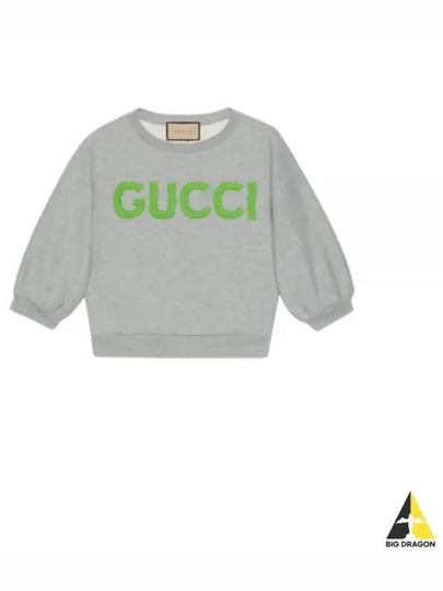 Cotton Jersey Crop Sweatshirt Grey - GUCCI - BALAAN 2