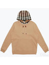 Check Cotton Blend Hoodie Camel Beige - BURBERRY - BALAAN 2