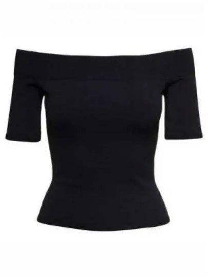 Off Shoulder Short Sleeve T-Shirt Black - ALEXANDER MCQUEEN - BALAAN 2