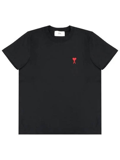 Small Heart Logo Short Sleeve T-Shirt Black - AMI - BALAAN 2