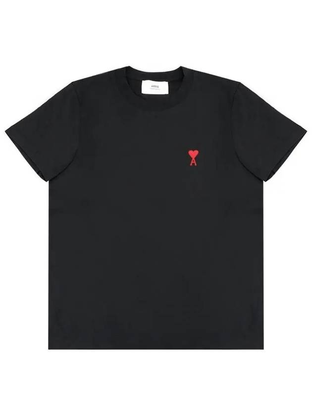 Small Heart Logo Short Sleeve T-Shirt Black - AMI - BALAAN 3