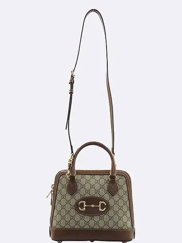 621220 GG Logo Canvas Brown Leather Gold Plated Horsebit 1955 Small Top Handle Bag Shoulder Strap 2WAY - GUCCI - BALAAN 4