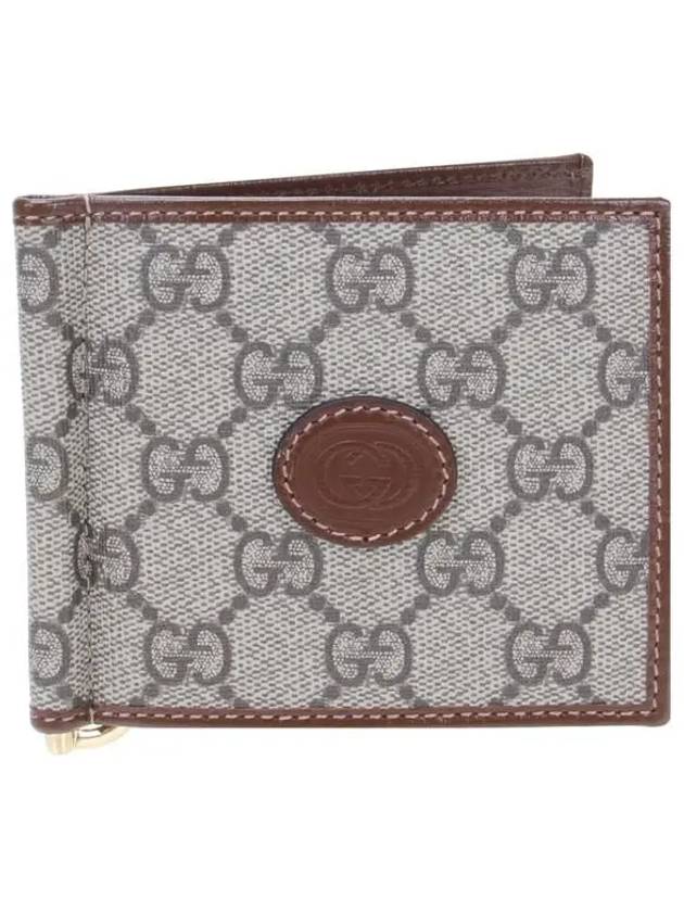 GG Supreme Interlocking Money Clip Half Wallet Brown - GUCCI - BALAAN 2