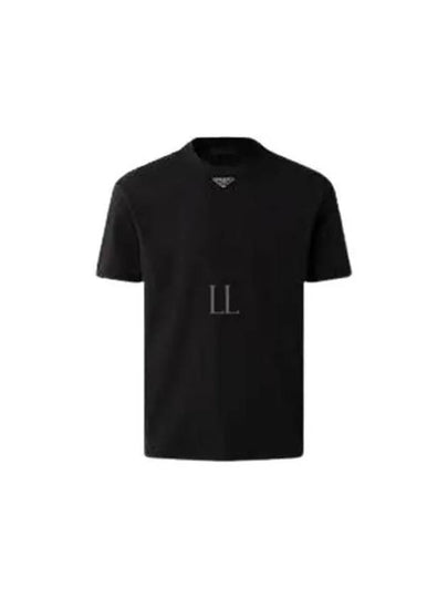 Metal Triangle Logo Short Sleeve T-Shirt Black - PRADA - BALAAN 2