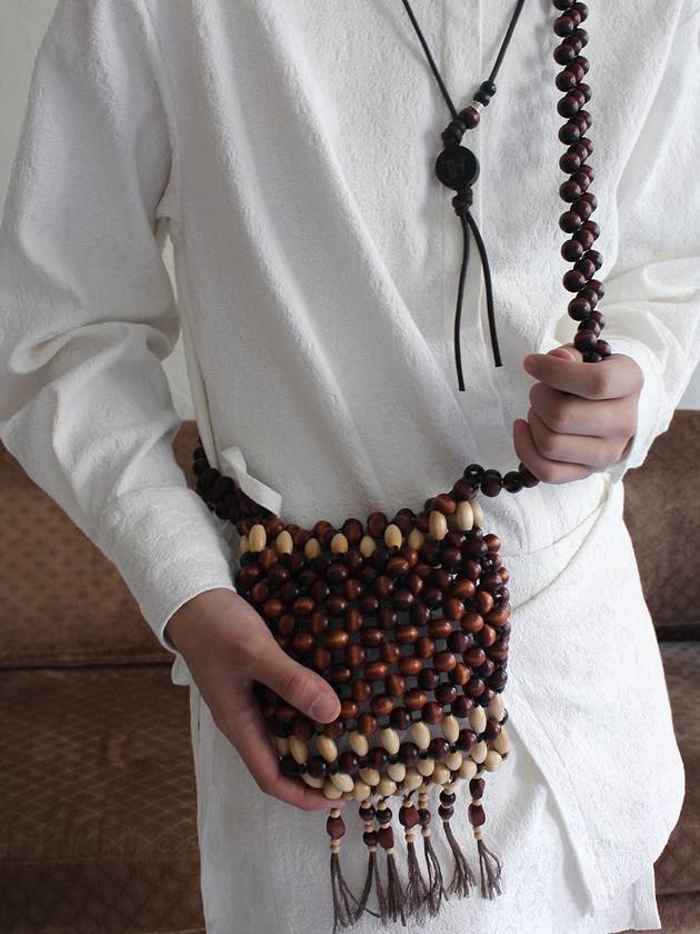 Wooden Beads Mini Bag BROWN - RUBATI - BALAAN 4