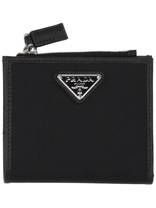 Triangle Logo Zipper Bifold Wallet Black - PRADA - BALAAN 2