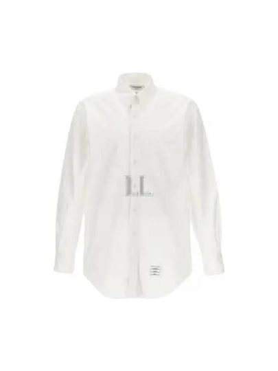 Men's Logo Patch Classic Cotton Long-Sleeve Shirt White - THOM BROWNE - BALAAN 2