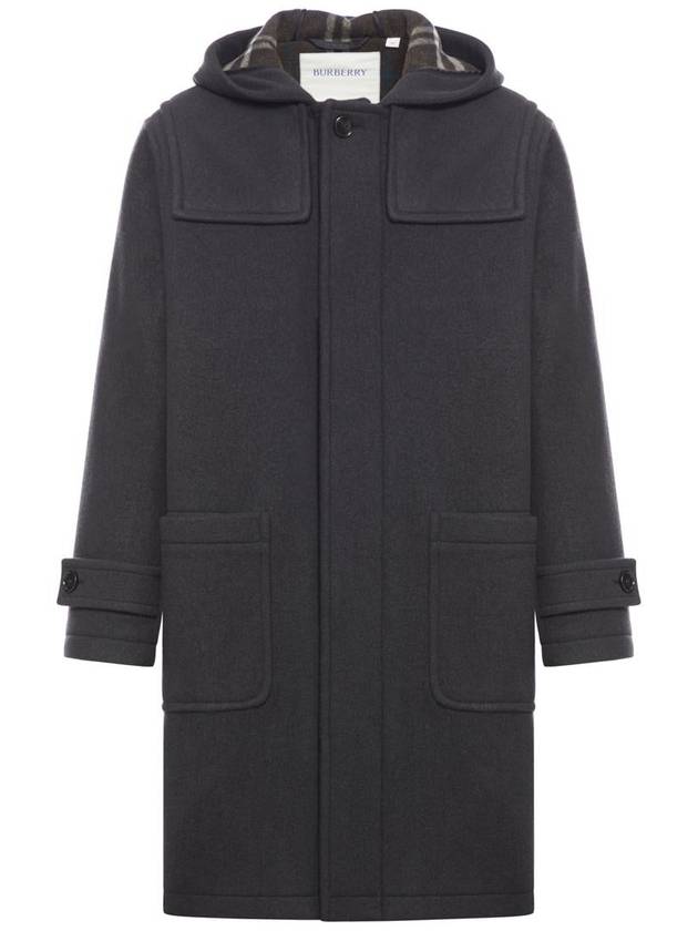 Hooded Wool Duffel Coat Black - BURBERRY - BALAAN 2