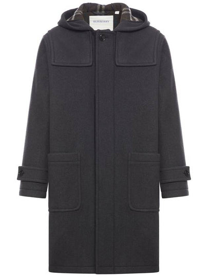 Hooded Wool Duffel Coat Black - BURBERRY - BALAAN 2