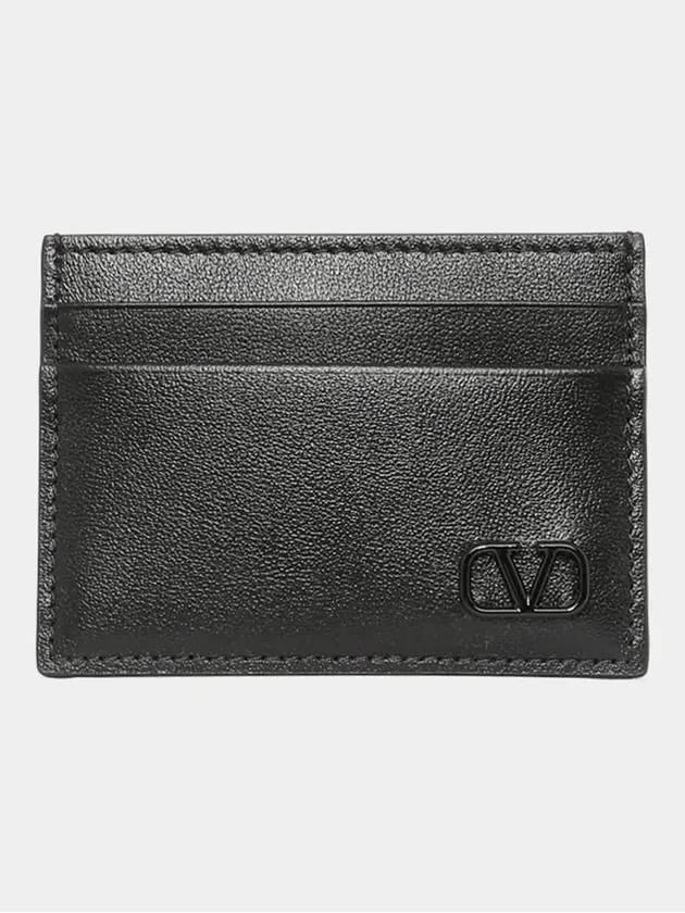 V Logo Signature Card Wallet Black - VALENTINO - BALAAN 4