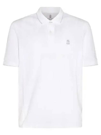 Embroidered Logo Short Sleeve Polo Shirt White - BRUNELLO CUCINELLI - BALAAN 2