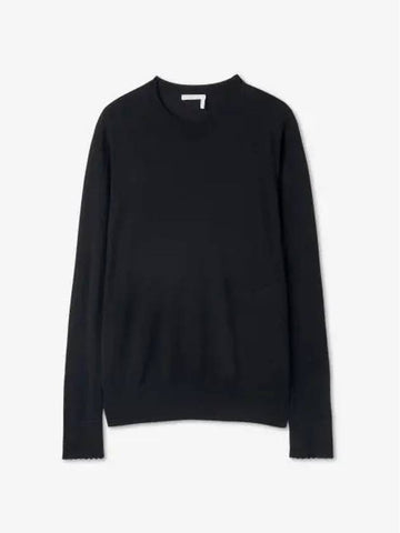 Women's Superfine Merino Wool Knit Top Black - CHLOE - BALAAN 1