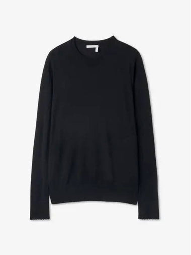 WoMen's Superfine Merino Wool Knit Top Black - CHLOE - BALAAN 1