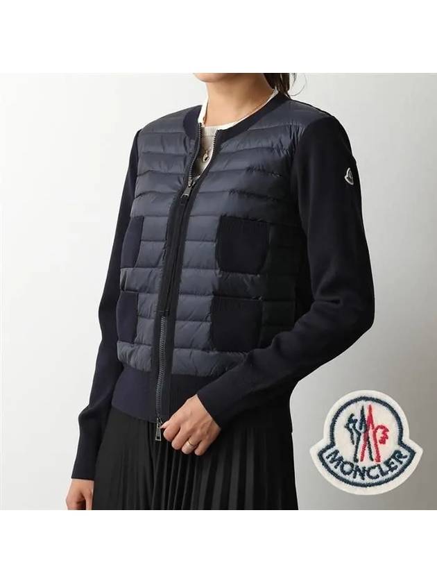 Women's Logo Patch 4 Pocket Arm Logo Cardigan Padded Navy Blue - MONCLER - BALAAN.