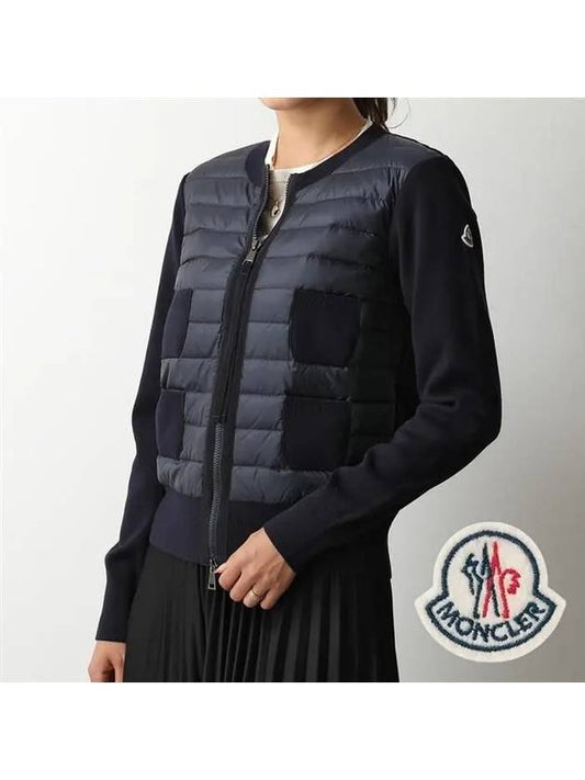 Women's Logo Patch 4 Pocket Arm Logo Cardigan Padded Navy Blue - MONCLER - BALAAN 2