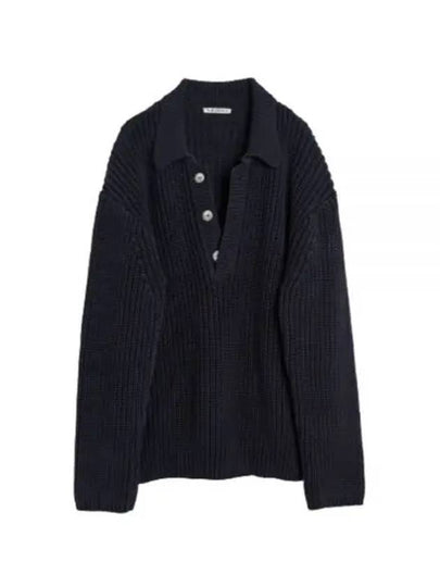 Big Piquet Chunky Cotton Rib Knit Top Navy - OUR LEGACY - BALAAN 2