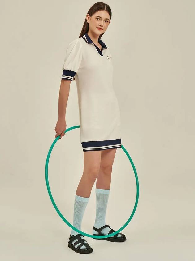 Color combination collar neck jersey dress MW3SO024IVO - P_LABEL - BALAAN 7