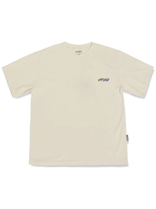 Hologram Decal Logo Short Sleeve T-Shirt Beige - OFFGRID - BALAAN 3