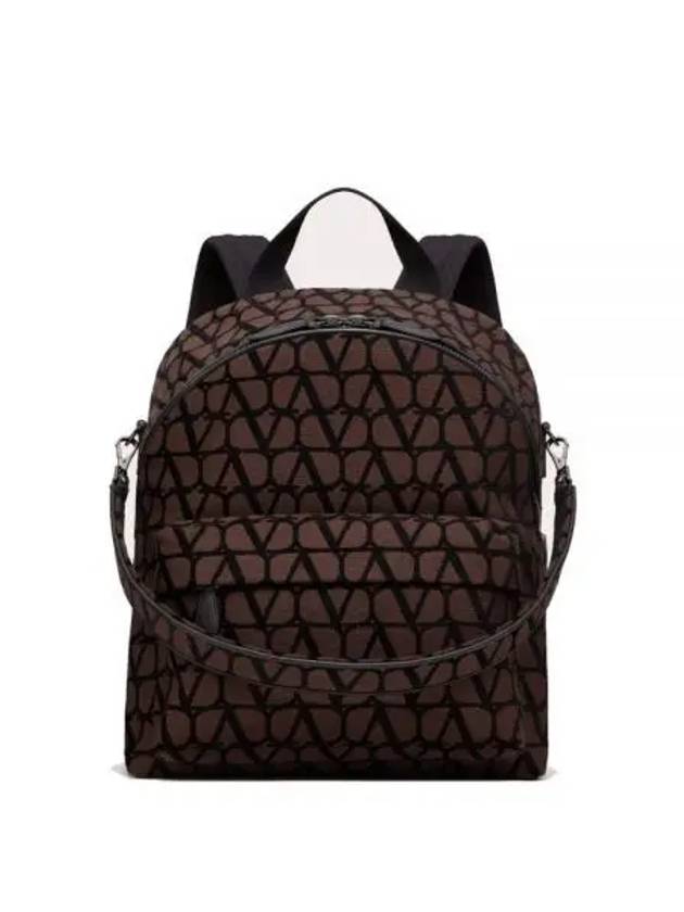 Toile Iconographe Fabric Leather Backpack Brown - VALENTINO - BALAAN 2