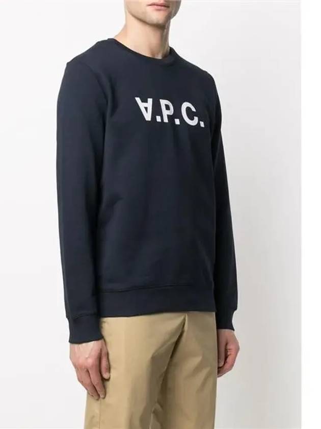 Men's VPC Logo Print Crew Neck Sweatshirt Navy - A.P.C. - BALAAN 4