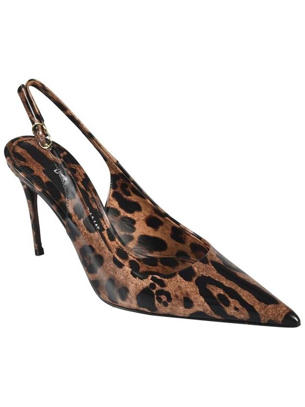 Leopard Print Polished Calfskin Slingback Heel Brown - DOLCE&GABBANA - BALAAN 4