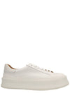 Logo Round Toe Calfskin Leather Low Top Sneakers Porcelain - JIL SANDER - BALAAN 1