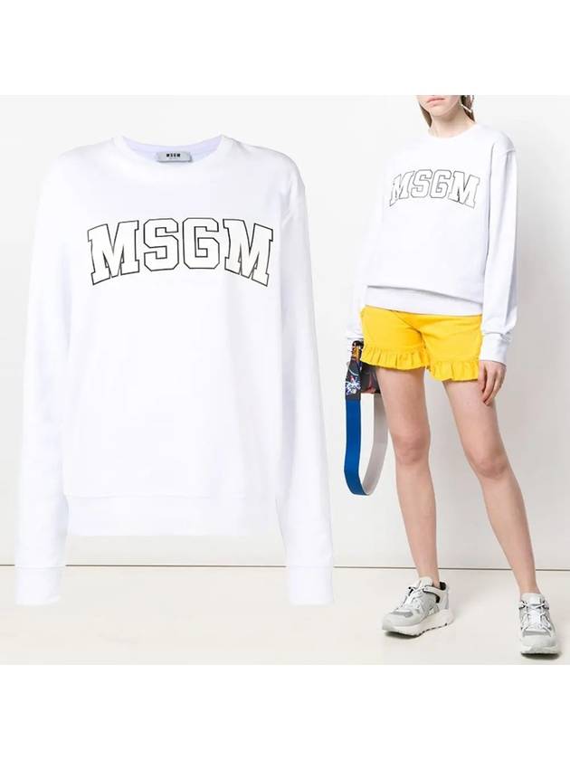 Logo Print Crew Neck Cotton Sweatshirt White - MSGM - BALAAN 2